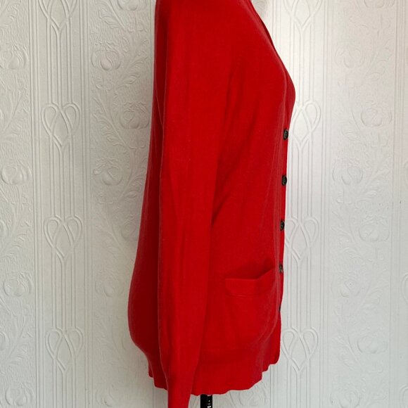 J. Crew red orange cashmere cardigan size L Large - not perfect - Picture 3 of 3